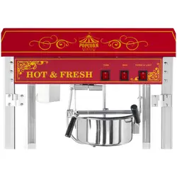 Popcorn machine with cart and LED RGB-Lighting - Retro Design - red