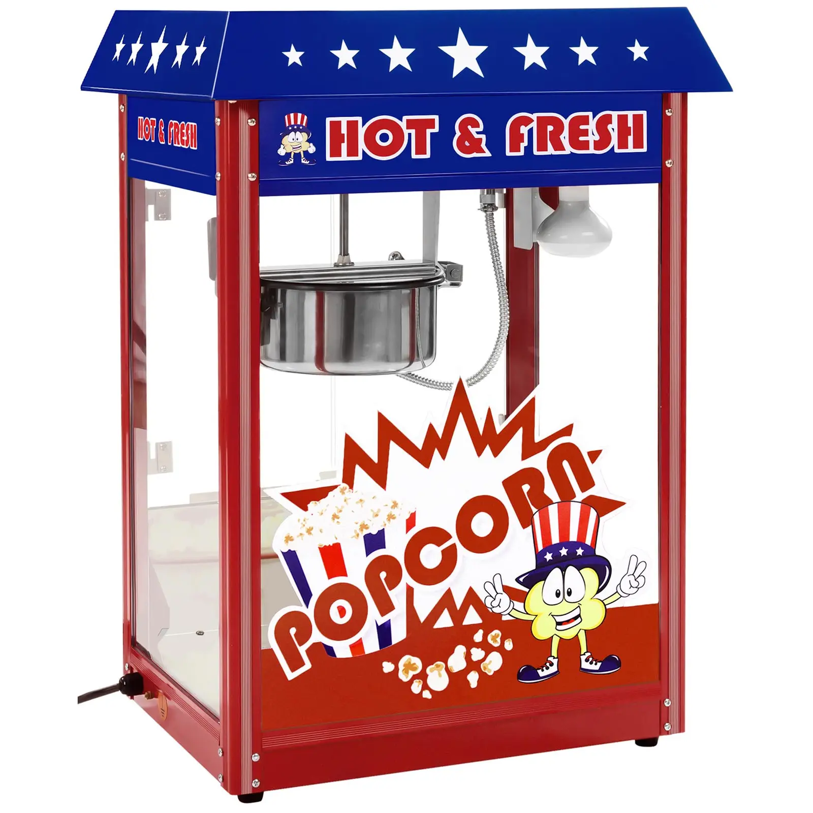 Popcornmaschine mit Wagen und LED-Beleuchtung - USA-Design - rot