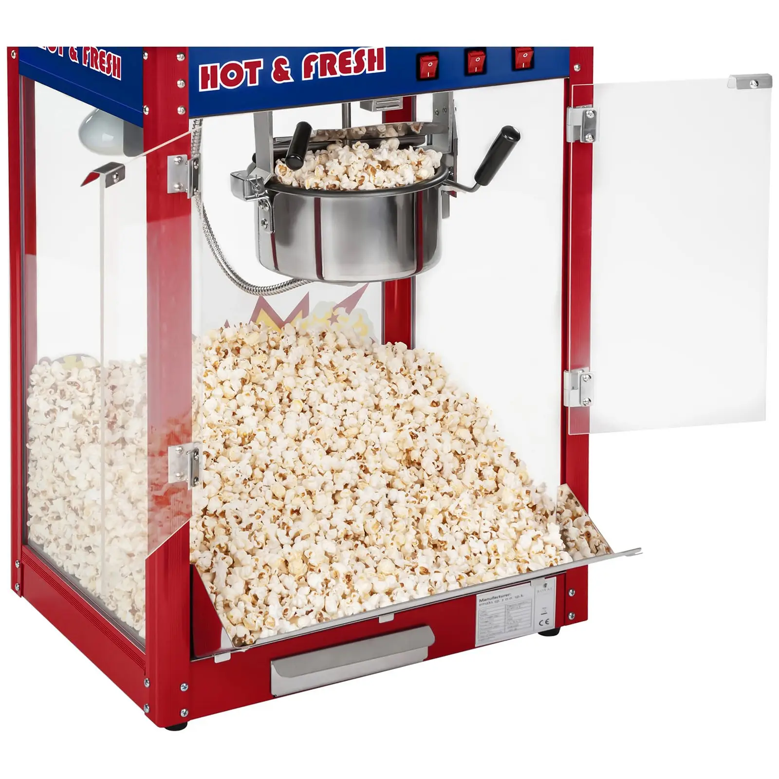 Set machine à popcorn avec chariot et ampoule LED - Allure USA - Rouge