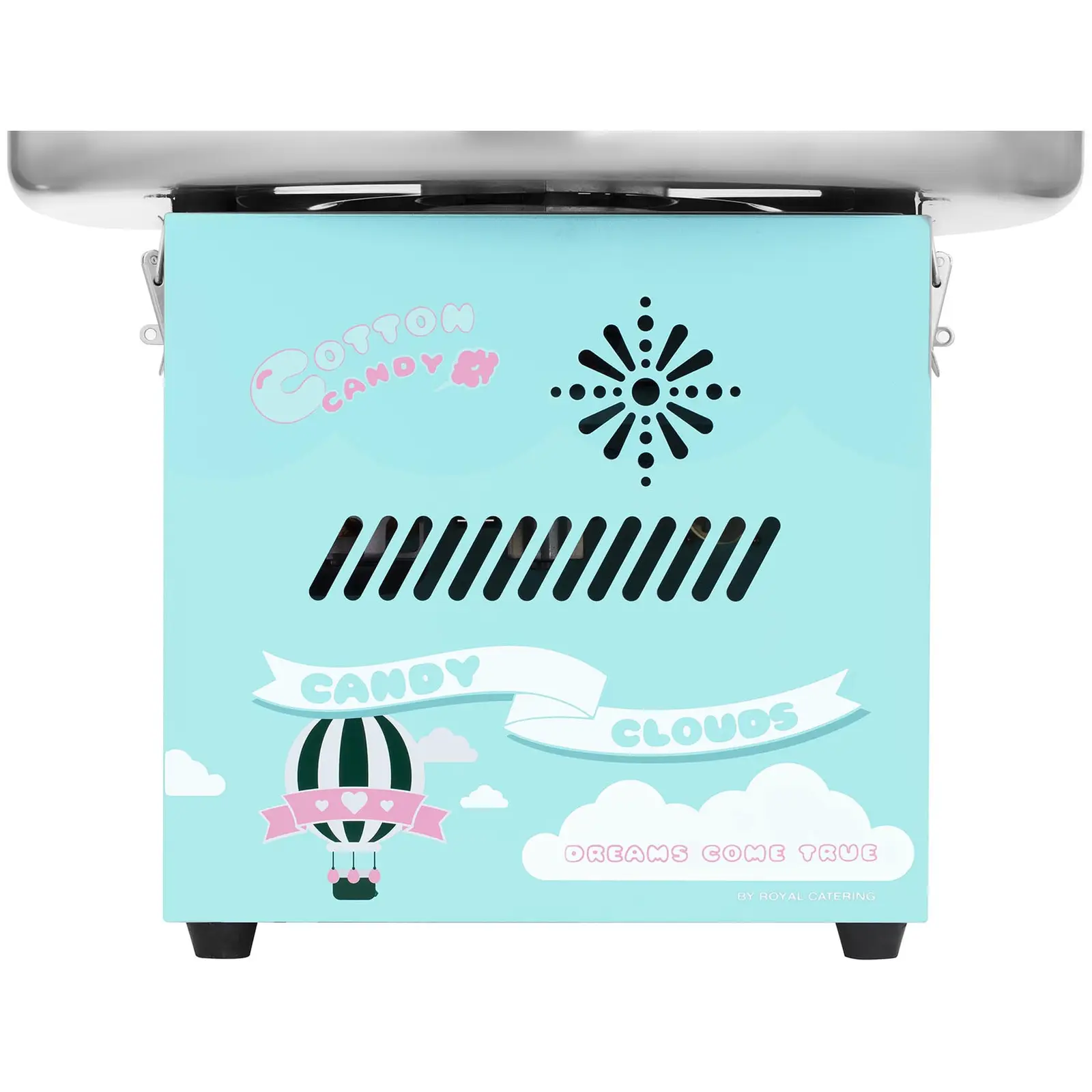 Candy floss machine set with sneeze guard - 52 cm - 1,200 W - turquoise