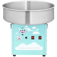 Candy floss machine set with sneeze guard - 52 cm - 1,200 W - turquoise