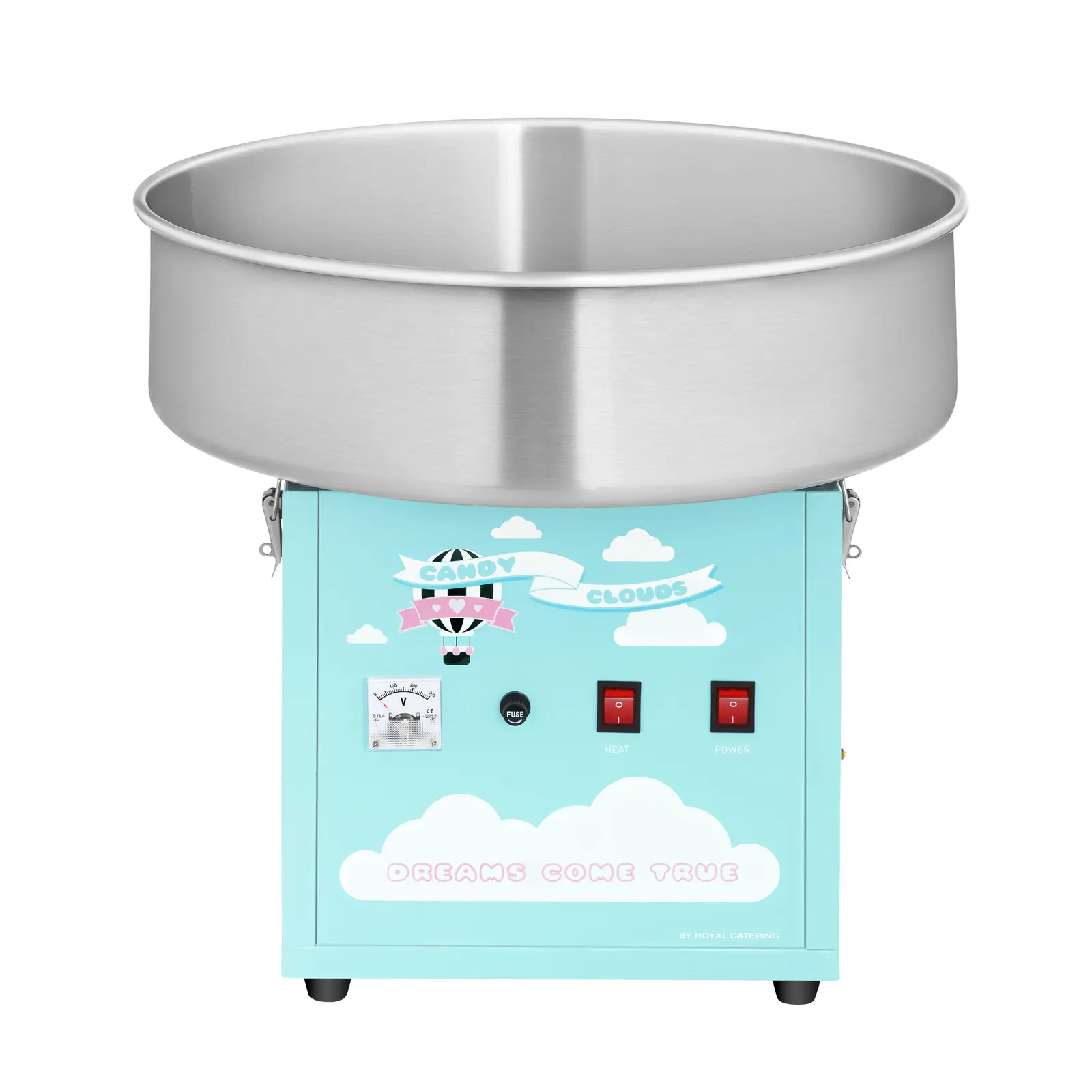 Candy floss machine set with sneeze guard - 52 cm - 1,200 W - turquoise