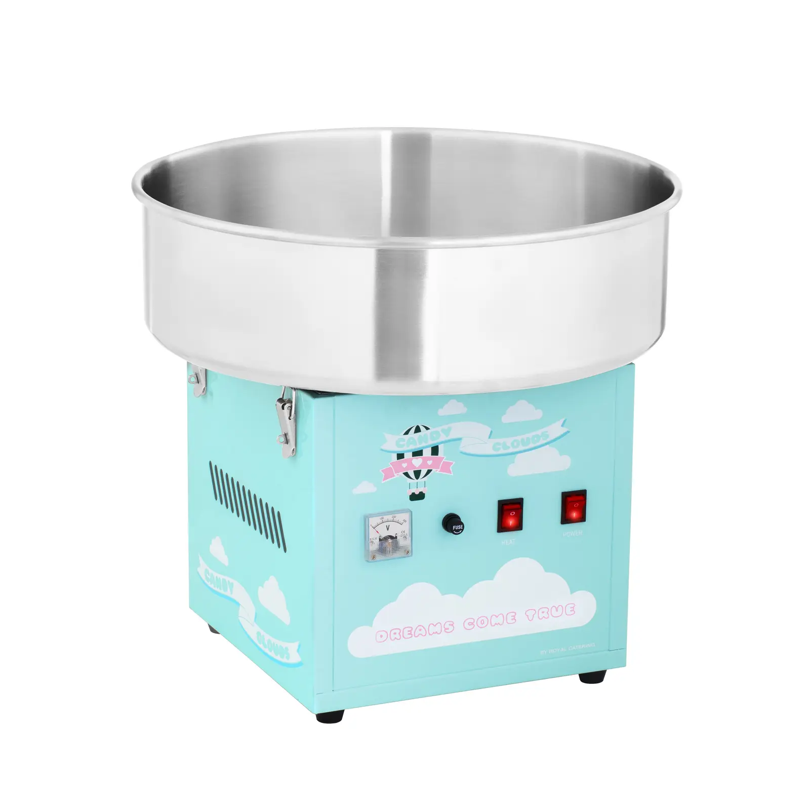 Stroj na cukrovou vatu s ochranným krytem - 52 cm - 1 200 W - tyrkysový (8)