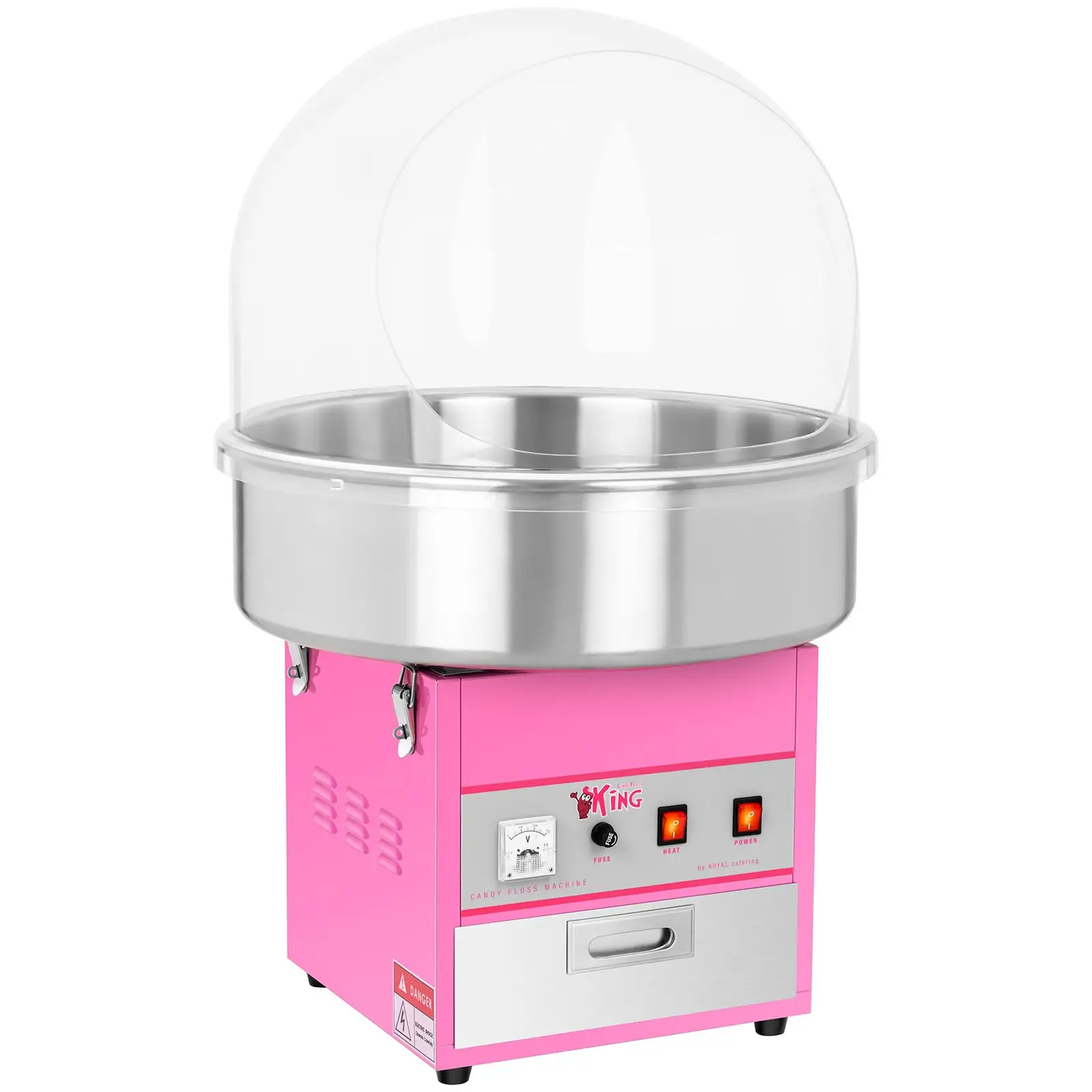 Candy Floss Machine Set with LED Cotton Candy Sticks - 52 cm - 1,200 W - Sneeze guard - 50 pcs.