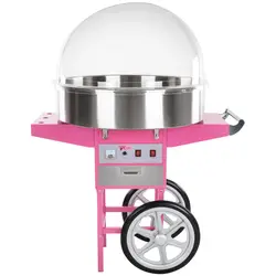 Candy Floss Machine Set with LED Cotton Candy Sticks - 72 cm - 1,200 W - Cart - Sneeze guard - 100 pcs.