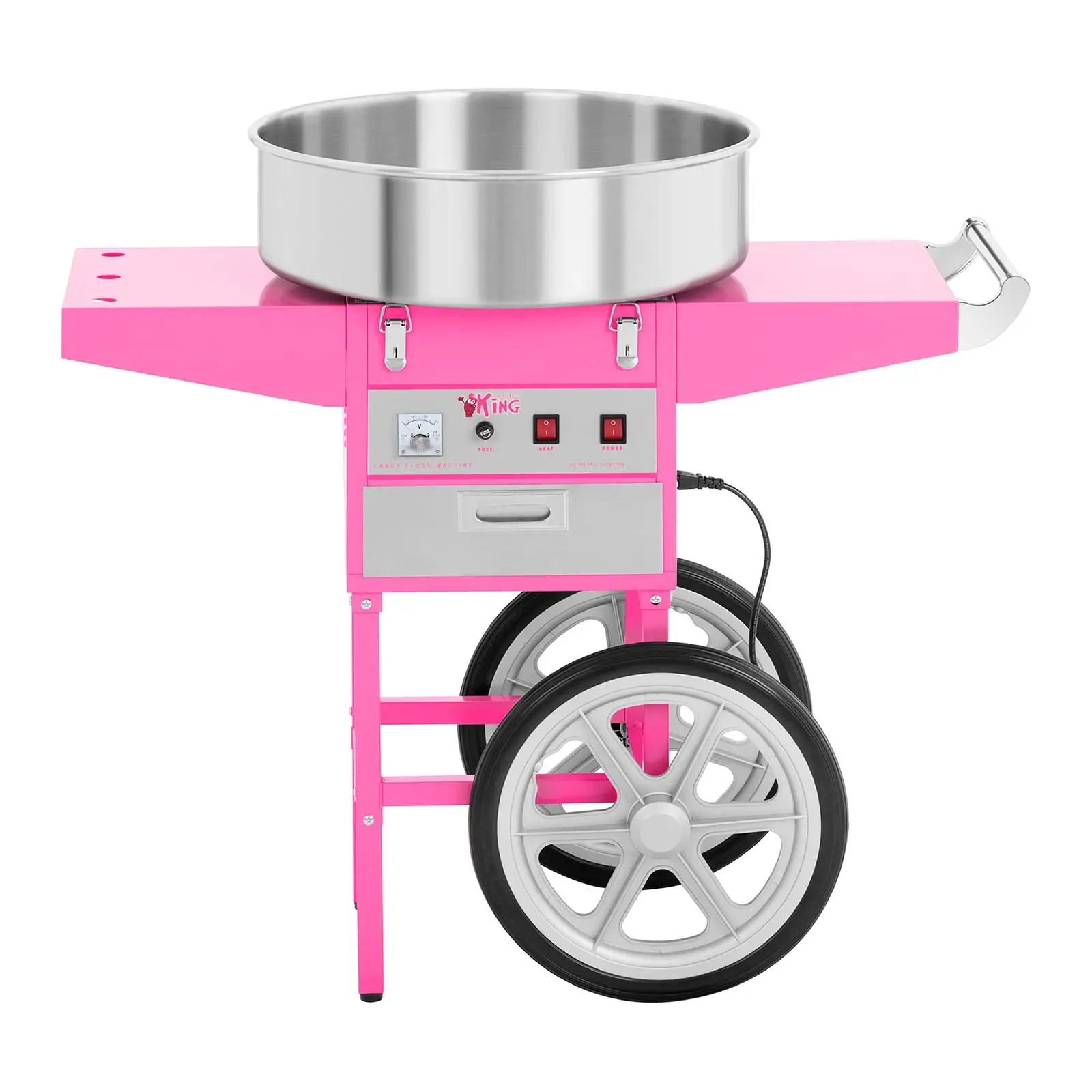 Kit machine barbe à papa avec bâtons (100 unités) - 52 cm - 1 200 W - Chariot (Dimensions de l'envoi (LxlxH): 0 x 0 x 0 cm)