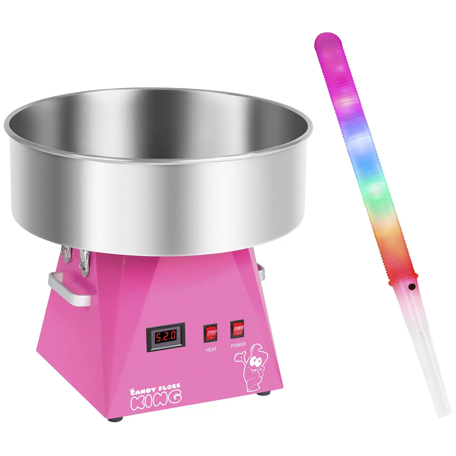 Zuckerwattemaschine mit Zuckerwattestäbchen LED - 52 cm - 1.030 Watt - 50 Stk.