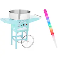 Candy Floss Machine Set with LED Cotton Candy Sticks and Cart - 52 cm - 1,200 watts - turquoise