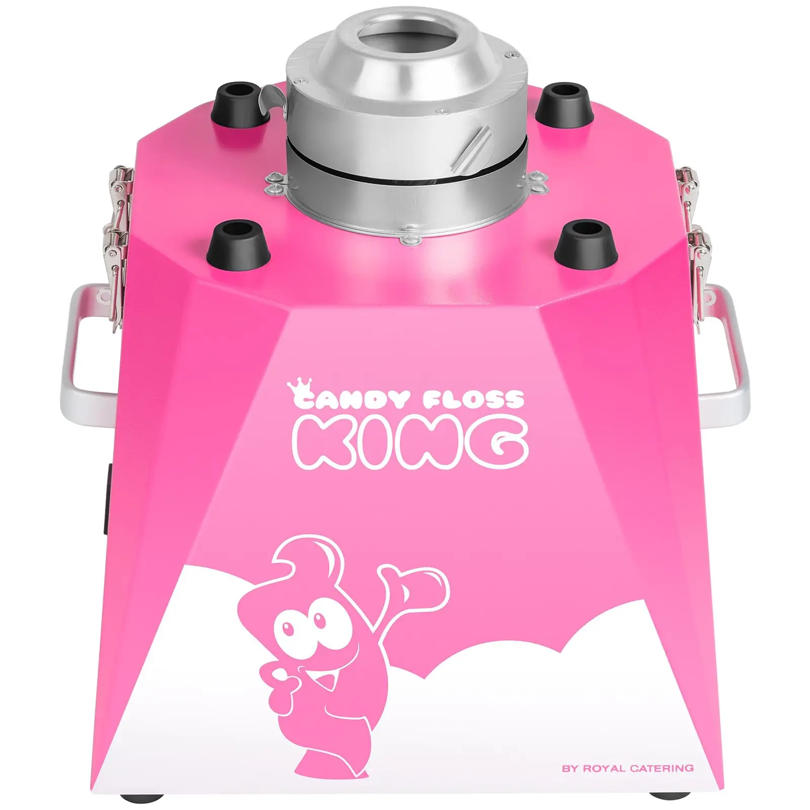 Sockervaddsmaskin - set med sockervaddspinnar - spottskydd - 52 cm - 1.030 Watt - rosa (Material: Rostfritt stål)