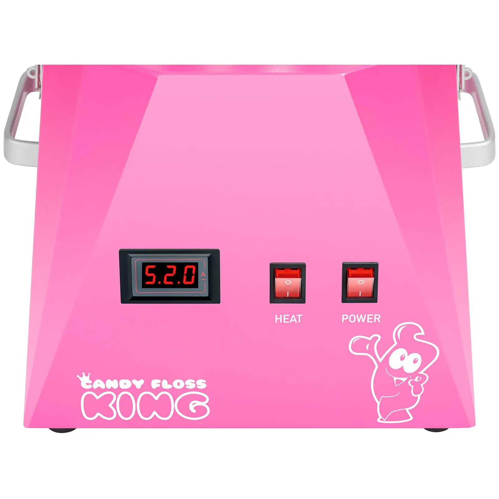 Macchina per zucchero filato Set con bastoncini LED e cupola paraschizzi - 52 cm - 1.030 W - rosa