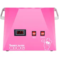 Candyfloss-maskine - sæt inkl. candyfloss-pinde LED og beskyttelseskuppel - 52 cm - 1.030 W - lyserød