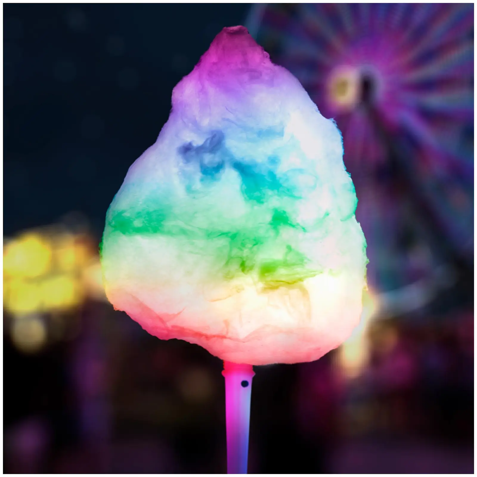 Stroj na cukrovou vatu v sadě s LED svítícími tyčinkami - ochranný kryt - 52 cm - 1 030 W (Hmotnost: 0 kg)