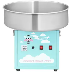 Candy Floss Machine Set with LED Cotton Candy Sticks - sneeze guard - 52 cm - 1,200 watts - turquoise