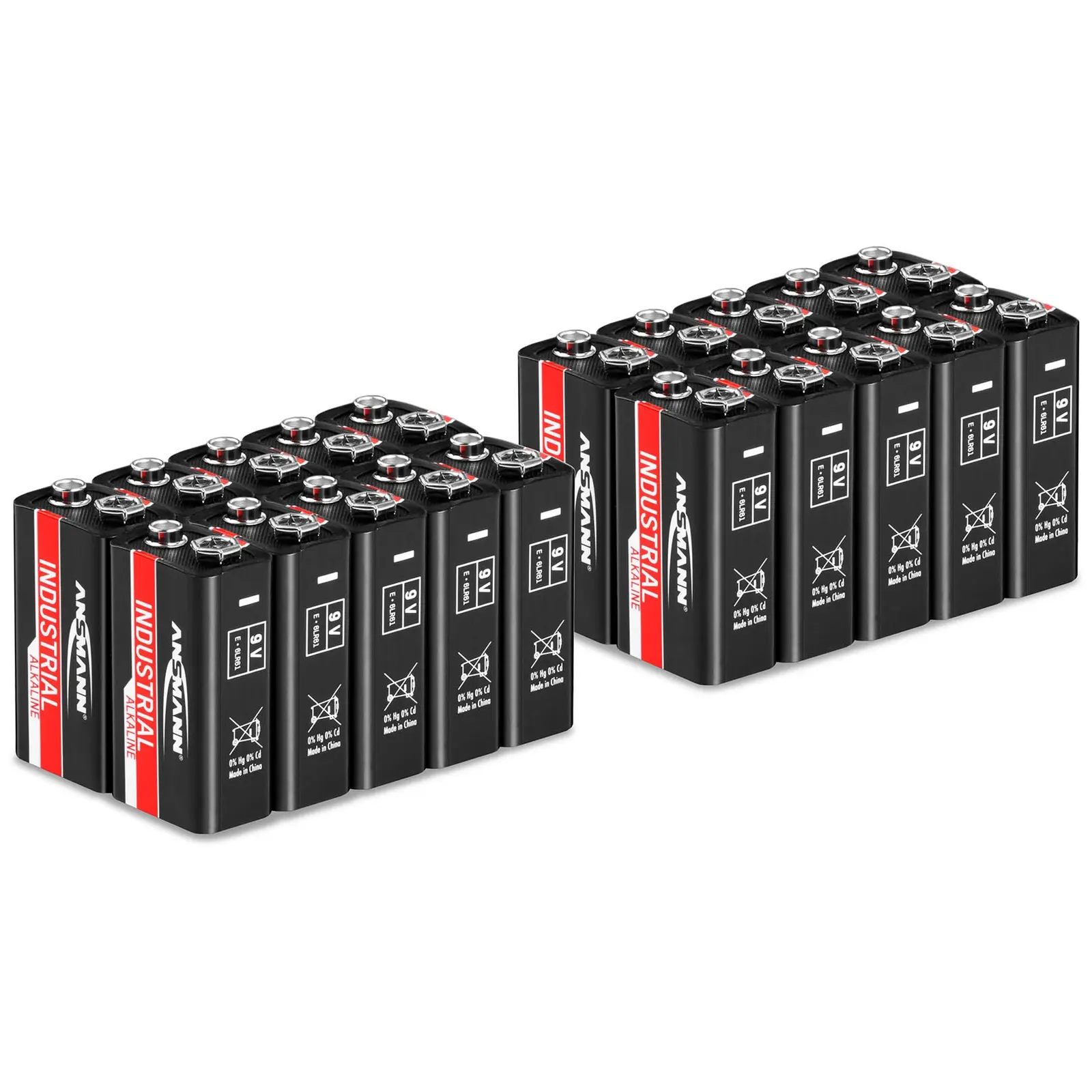 20 x 9 V batteries 6LR61 - Ansmann INDUSTRIAL Alkaline Batteries - 9 V