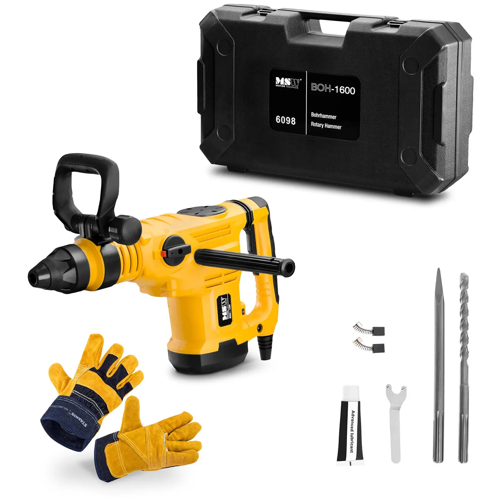 Set de martillo perforador BOH-1600-SET - guantes de trabajo - 1.600 W