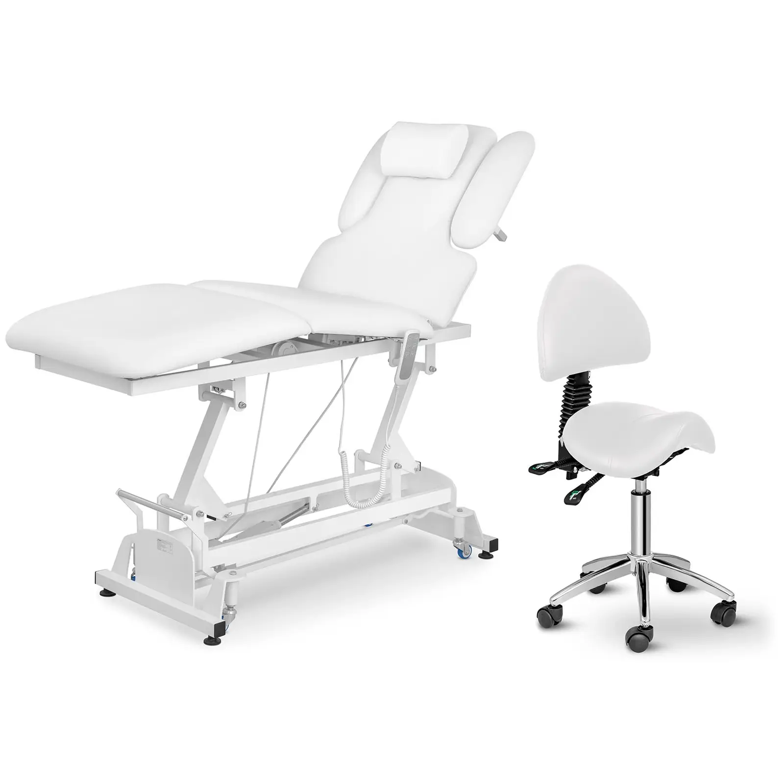 Kit table de massage électrique + Siège-selle avec dossier - 3 moteurs - Télécommande