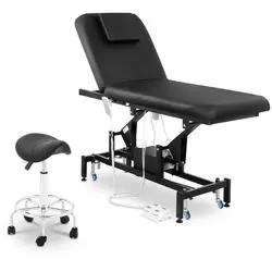 Zestaw Łóżko do masażu elektryczne Physa Lyon Black + Krzesło siodłowe Frankfurt - czarne