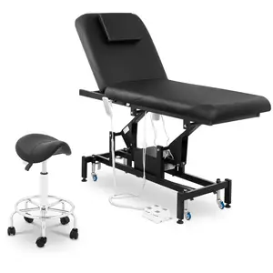 Elektrisk massagebänk Physa Lyon Black + sadelstol Frankfurt svart - Set