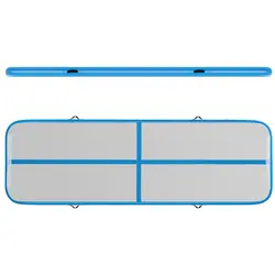 Uppblåsbar gymnastikmatta med elektrisk luftpump - 300 x 100 x 10 cm - 150 kg - blå / grå