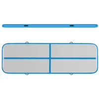 Uppblåsbar gymnastikmatta med elektrisk luftpump - 300 x 100 x 10 cm - 150 kg - blå / grå