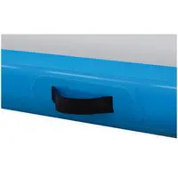 Set: Opblaasbare gymmat met elektrische luchtpomp - 300 x 100 x 10 cm - 150 kg - blauw / grijs