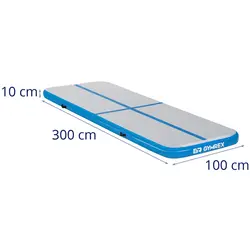 Set tappetino per ginnastica gonfiabile con pompa inclusa - 300 x 100 x 10 cm - 150 kg - blu/grigio