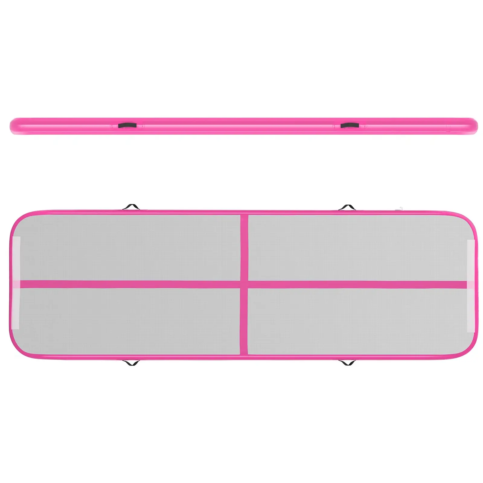 Set Aufblasbare Turnmatte inklusive Luftpumpe - 300 x 100 x 10 cm - 150 kg - pink/grau