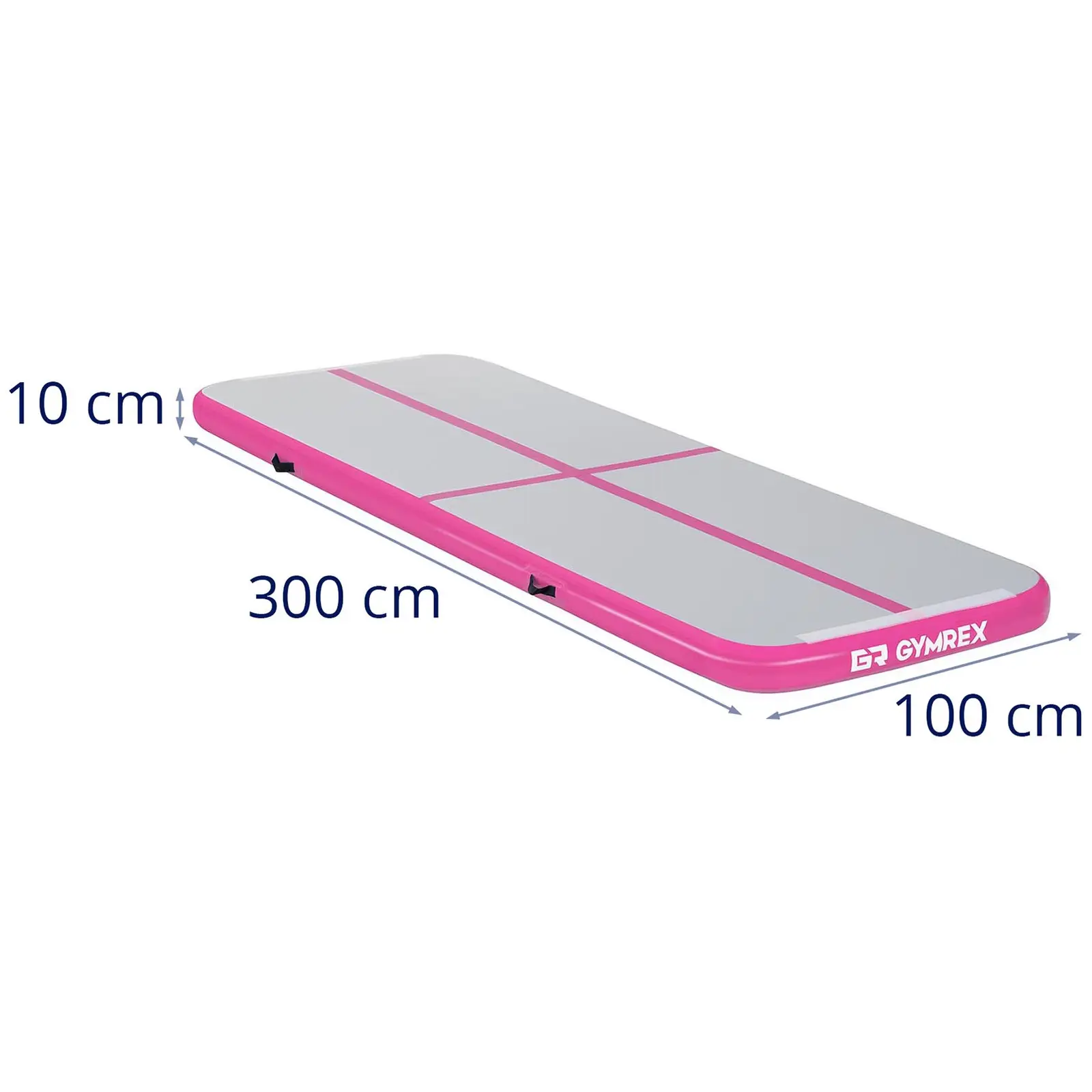 Nafukovací žíněnka v sadě s pumpičkou - 300 x 100 x 10 cm - 150 kg - růžová/šedá