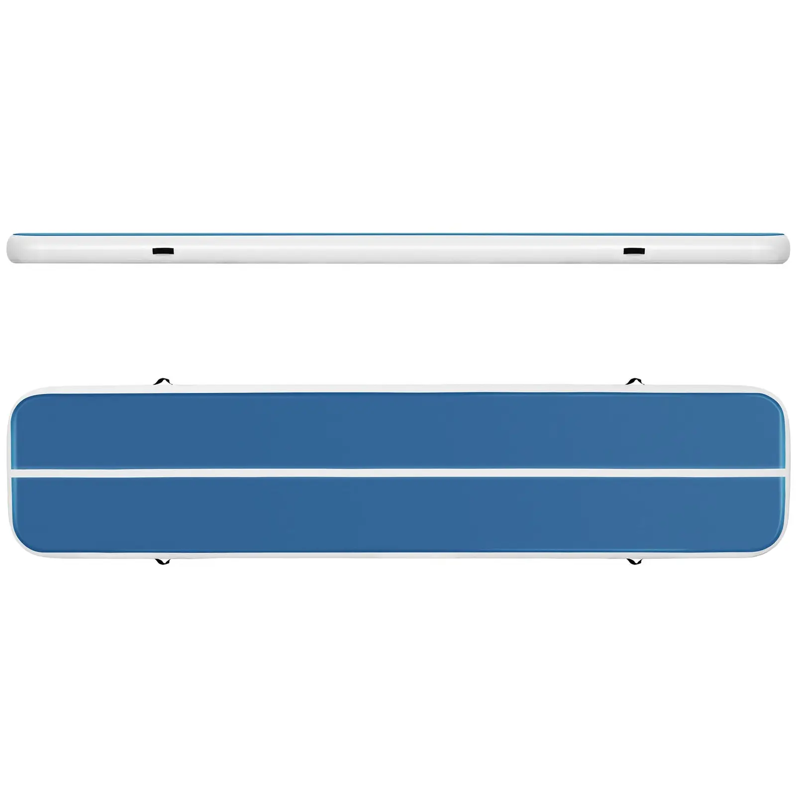 Set Aufblasbare Turnmatte inklusive Luftpumpe - 500 x 100 x 20 cm - 250 kg - blau/weiß