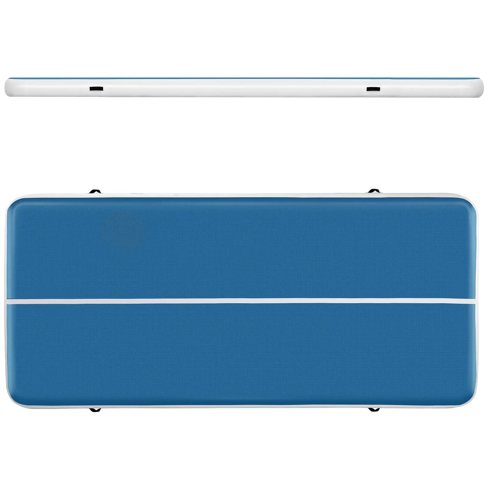 Set tappetino da ginnastica gonfiabile con pompa inclusa - 300 x 200 x 20 cm - 300 kg - blu/bianco