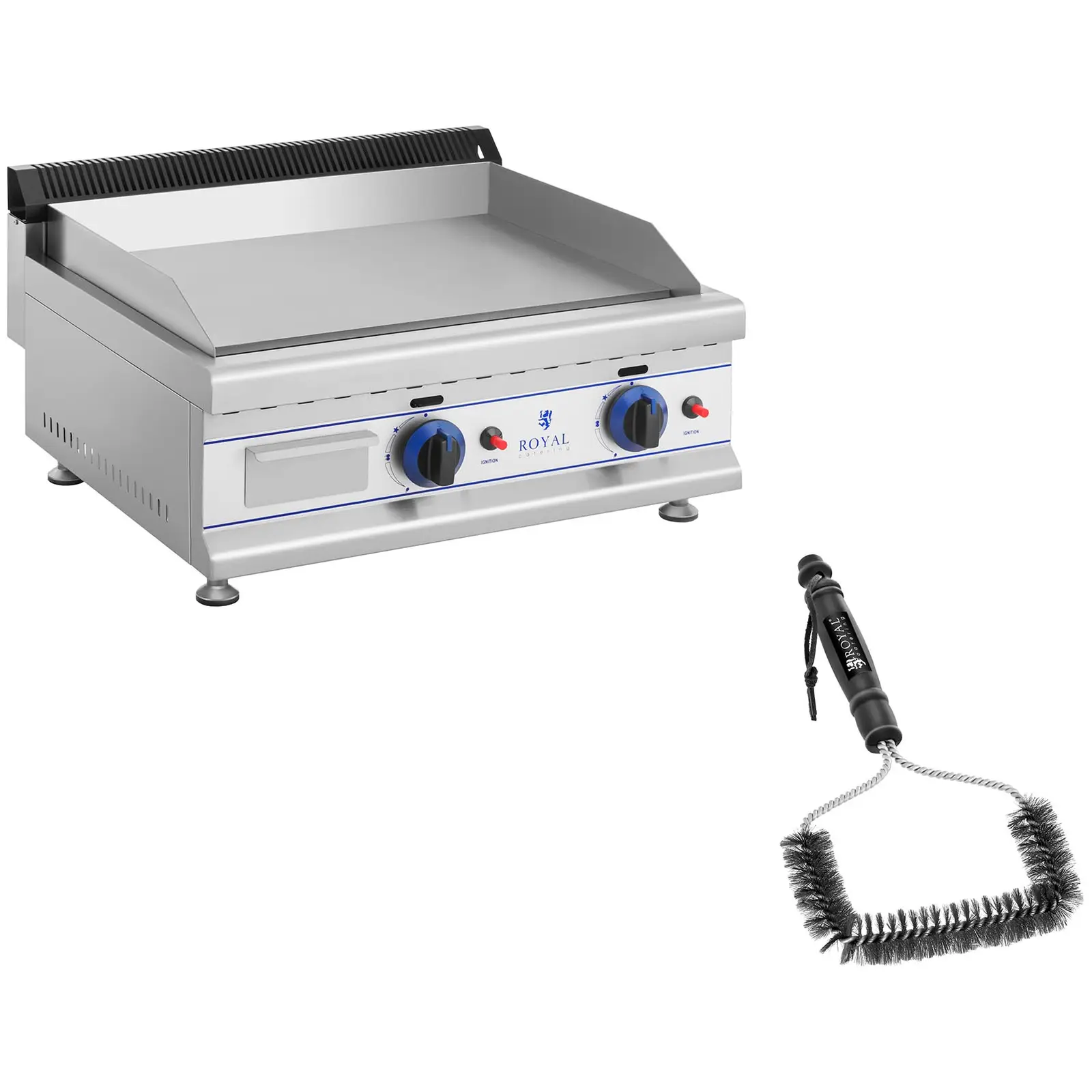 Double Gas Griddle with Grill Brush - 65 cm - propane/butane - 30 mbar