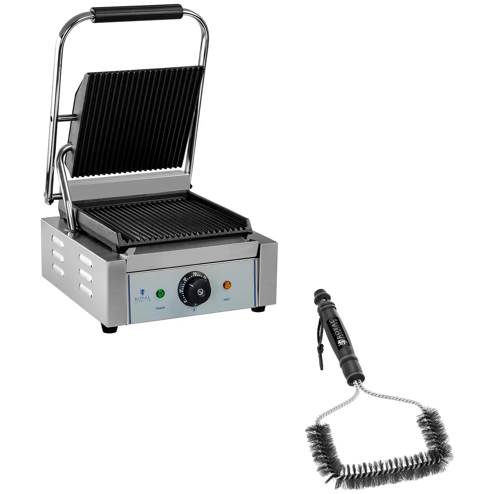 Set piastra panini e spazzola per griglia - 1.800 W - rigata