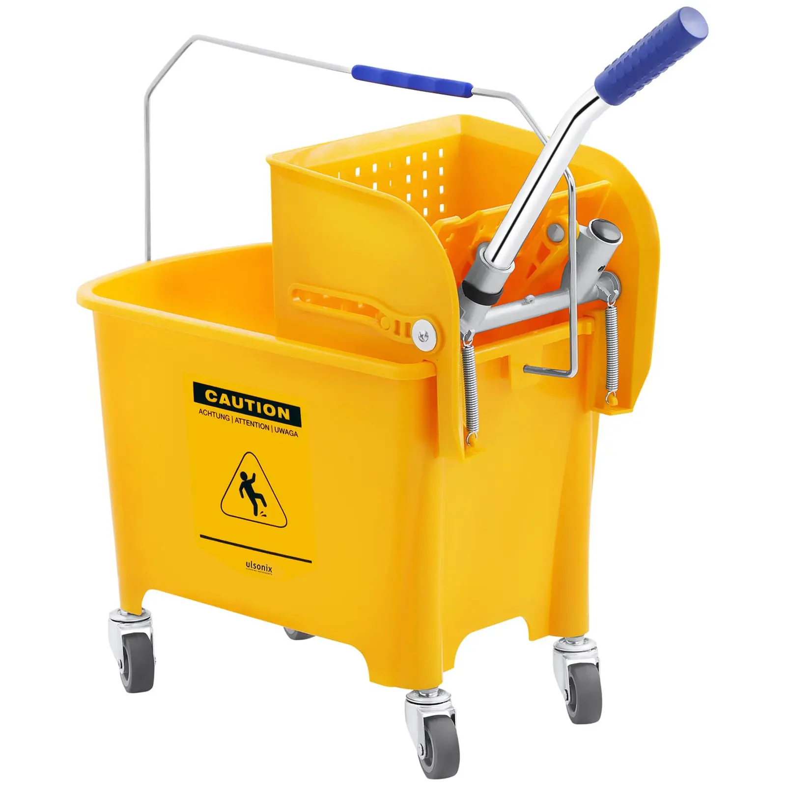 Mop Bucket Set with Wringer and 2 Wet Floor Signs - 20 L