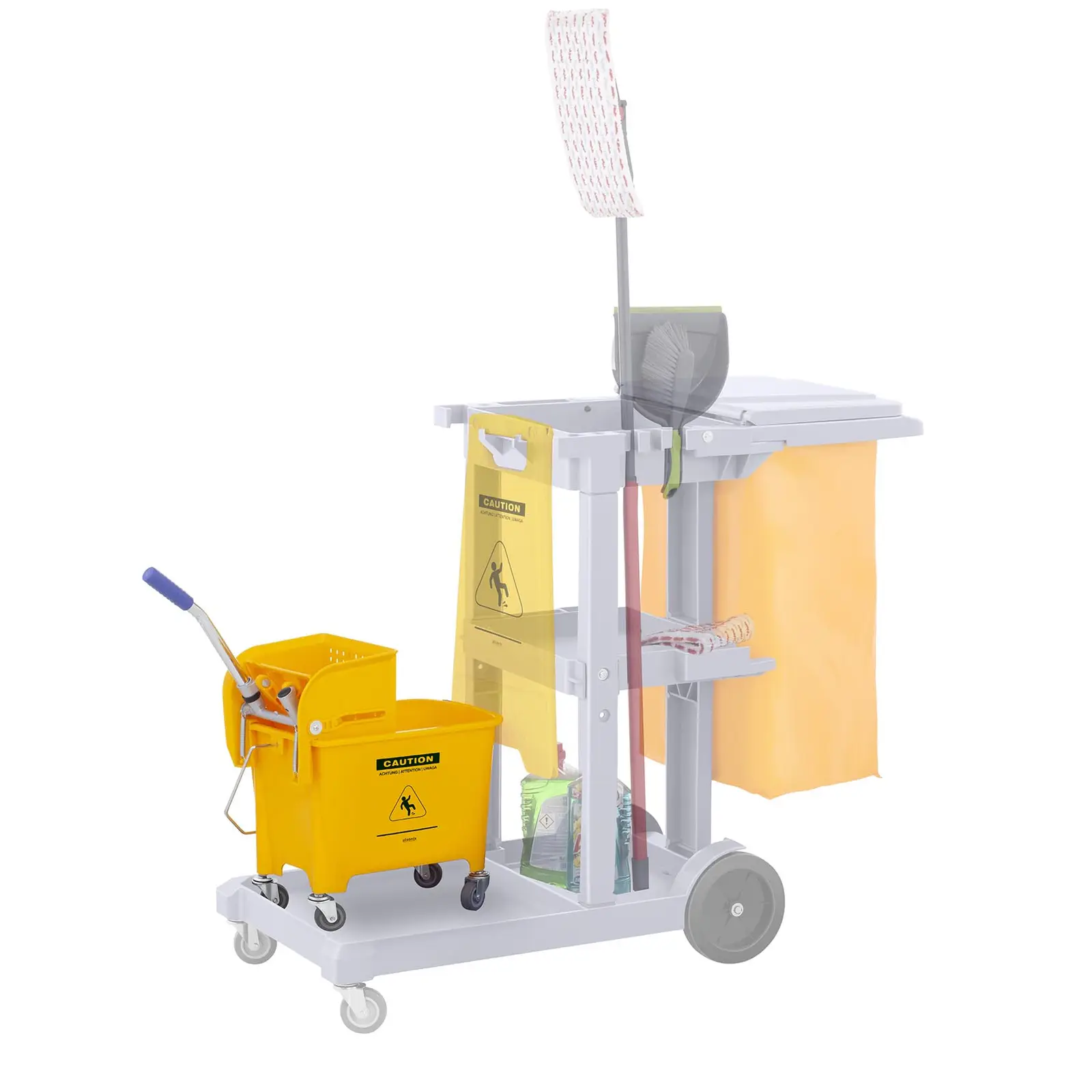 Mop Bucket Set with Wringer and 2 Wet Floor Signs - 20 L