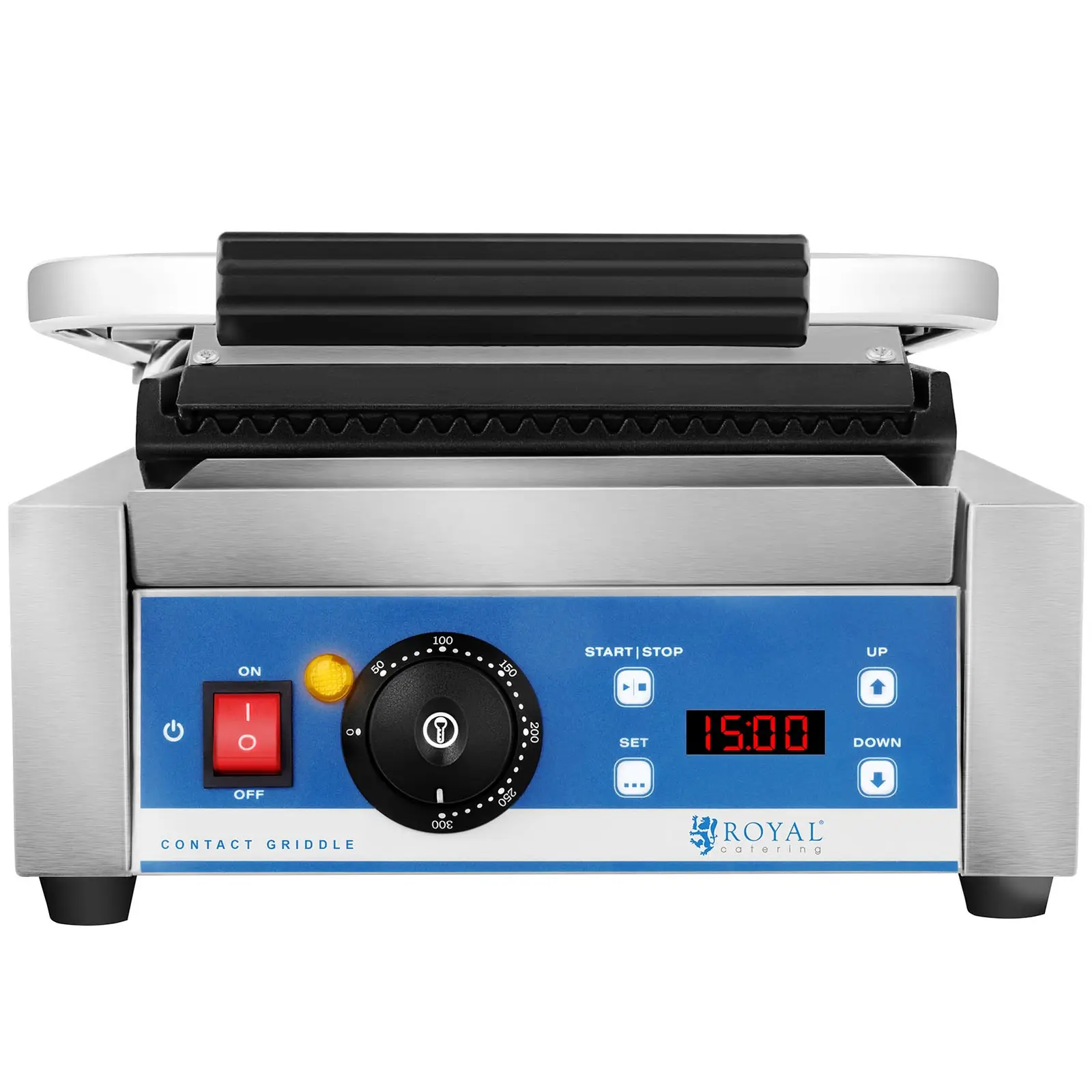 Contactgrill en grillborstelset - 1800 W - geribbeld - timer