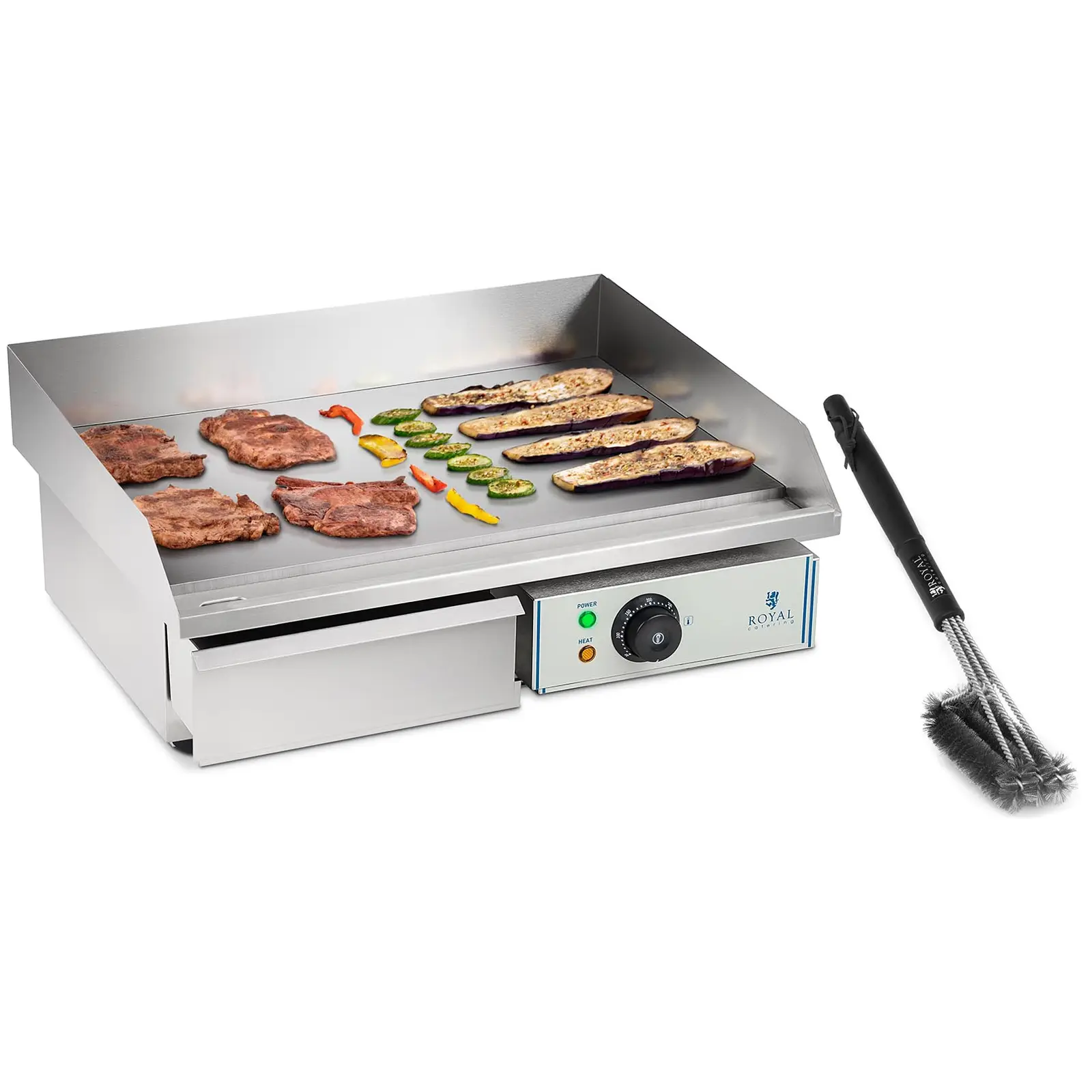 Electric Griddle Set with 3-Sided Grill Brush - 55 cm - smooth - 3,000 W