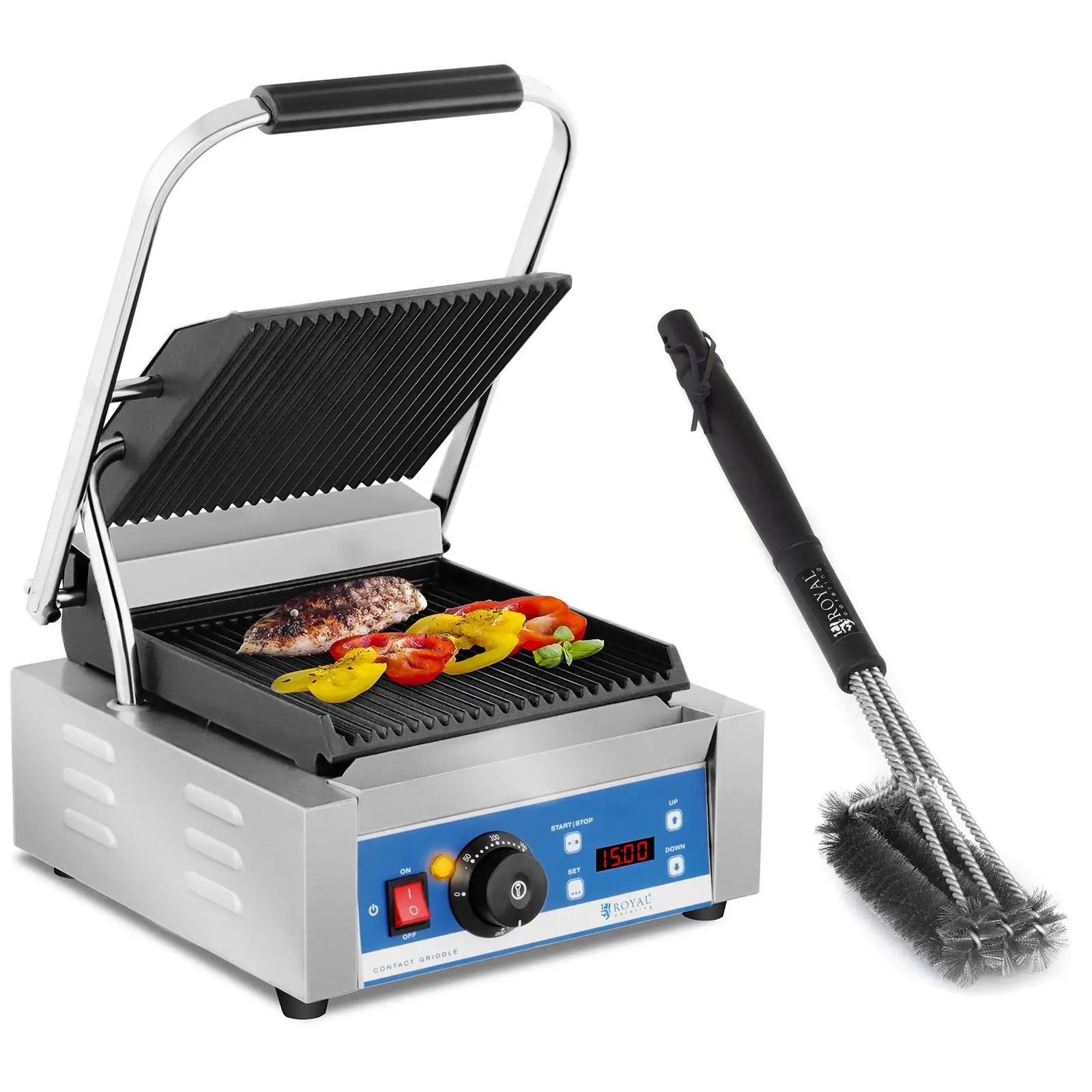 Zestaw Grill kontaktowy - 1800 W + Szczotka do grilla - potrójna - 9 cm