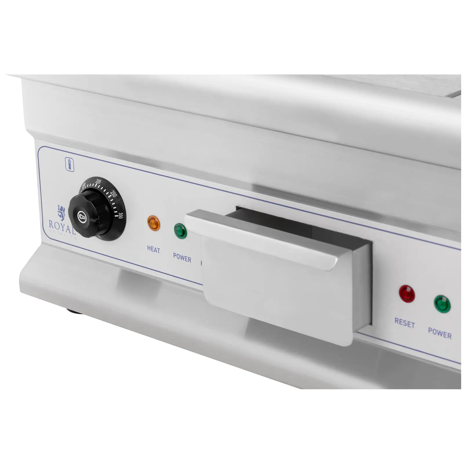 Dobbel elektrisk flatgrill - sett med 3-delt grillbørste - 60 cm - glatt/riflet - stål - 2 x 3,200 W