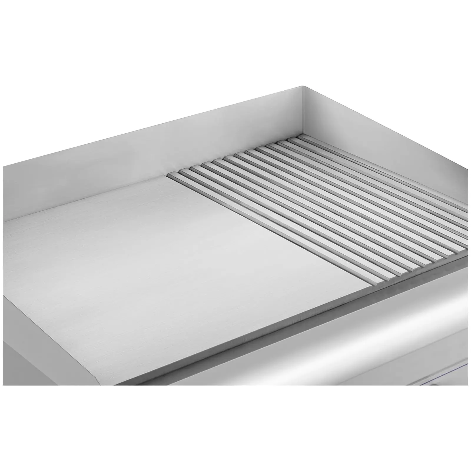 Dobbel elektrisk flatgrill - sett med 3-delt grillbørste - 60 cm - glatt/riflet - stål - 2 x 3,200 W