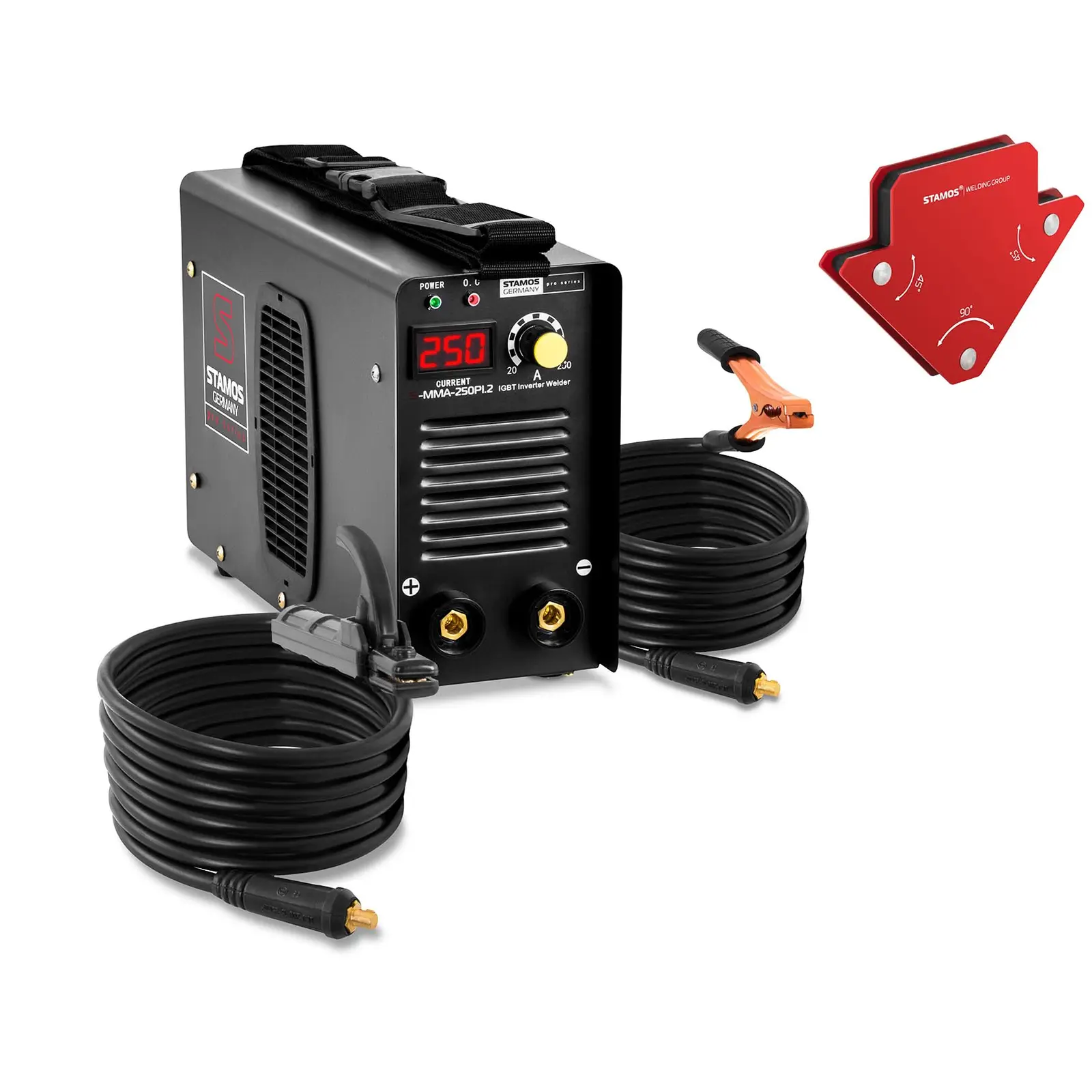 Set: Electrode Welding Machine with 2 Magnetic Welding Holders - 250 A - 8 m cable - hot start