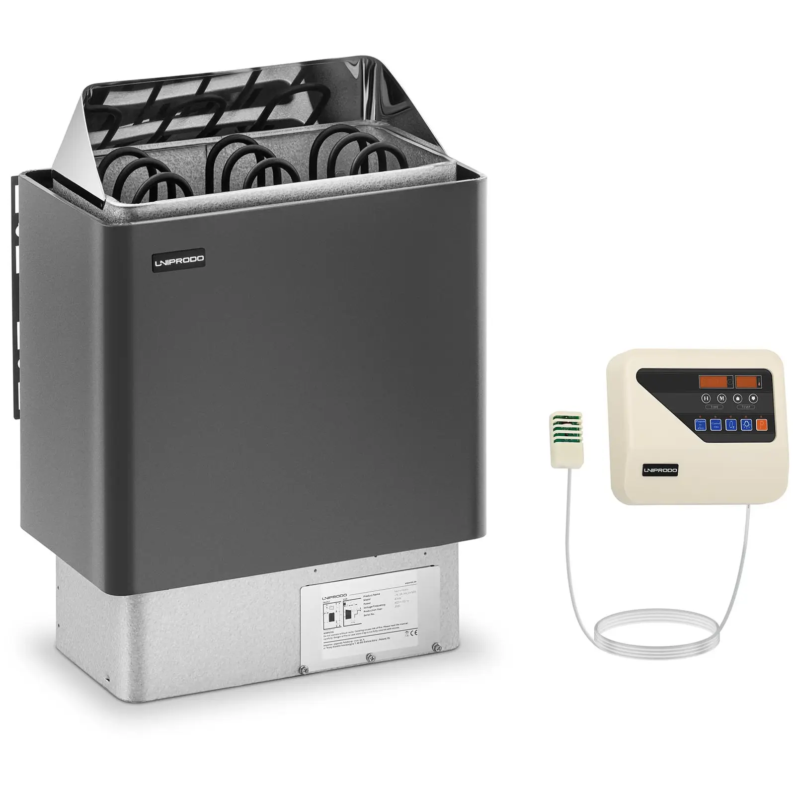 Saunová kamna s řídicí jednotkou pro sauny - 4,5 kW - 30 až 110 °C - LED displej