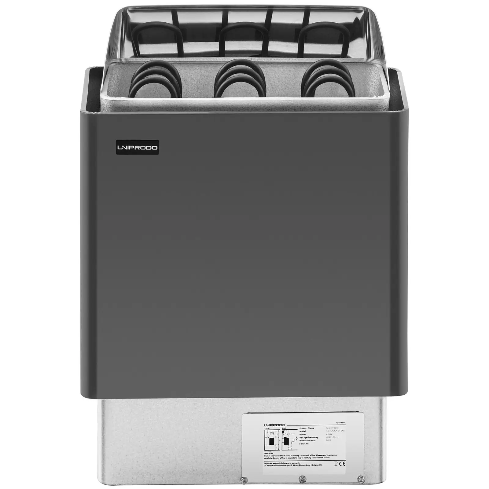 Saunová kamna s řídicí jednotkou pro sauny - 4,5 kW - 30 až 110 °C - LED displej (Hmotnost zásilky: 0 kg)