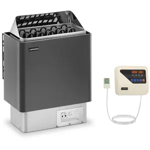 Saunaovn - sæt inkl. kontrolpanel - 8 kW - 30 til 110 °C - LED-display