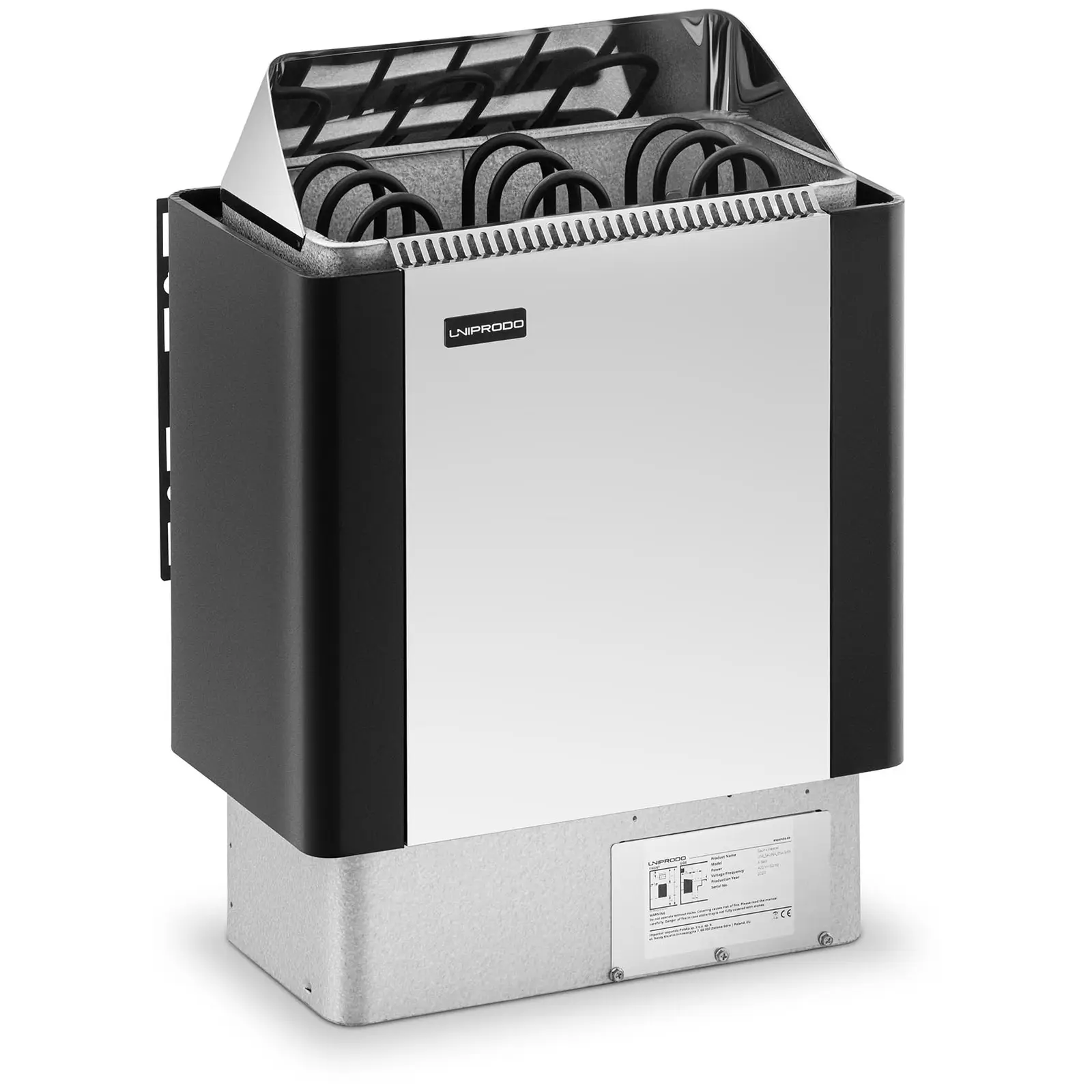 Saunová kamna s řídicí jednotkou pro sauny - 4,5 kW - od 30 do 110 °C - clona z ušlechtilé oceli (Rozměry (DxŠxV): 0 x 0 x 0 cm)