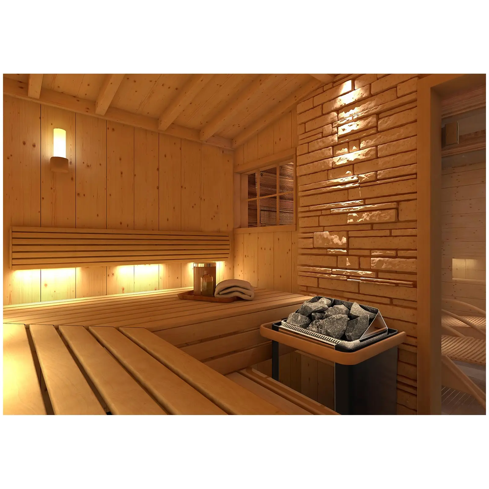 Sauna Heater Set with Sauna Control Panel - 6 kW - 30 to 110 °C - LED display - stainless steel baffle plate