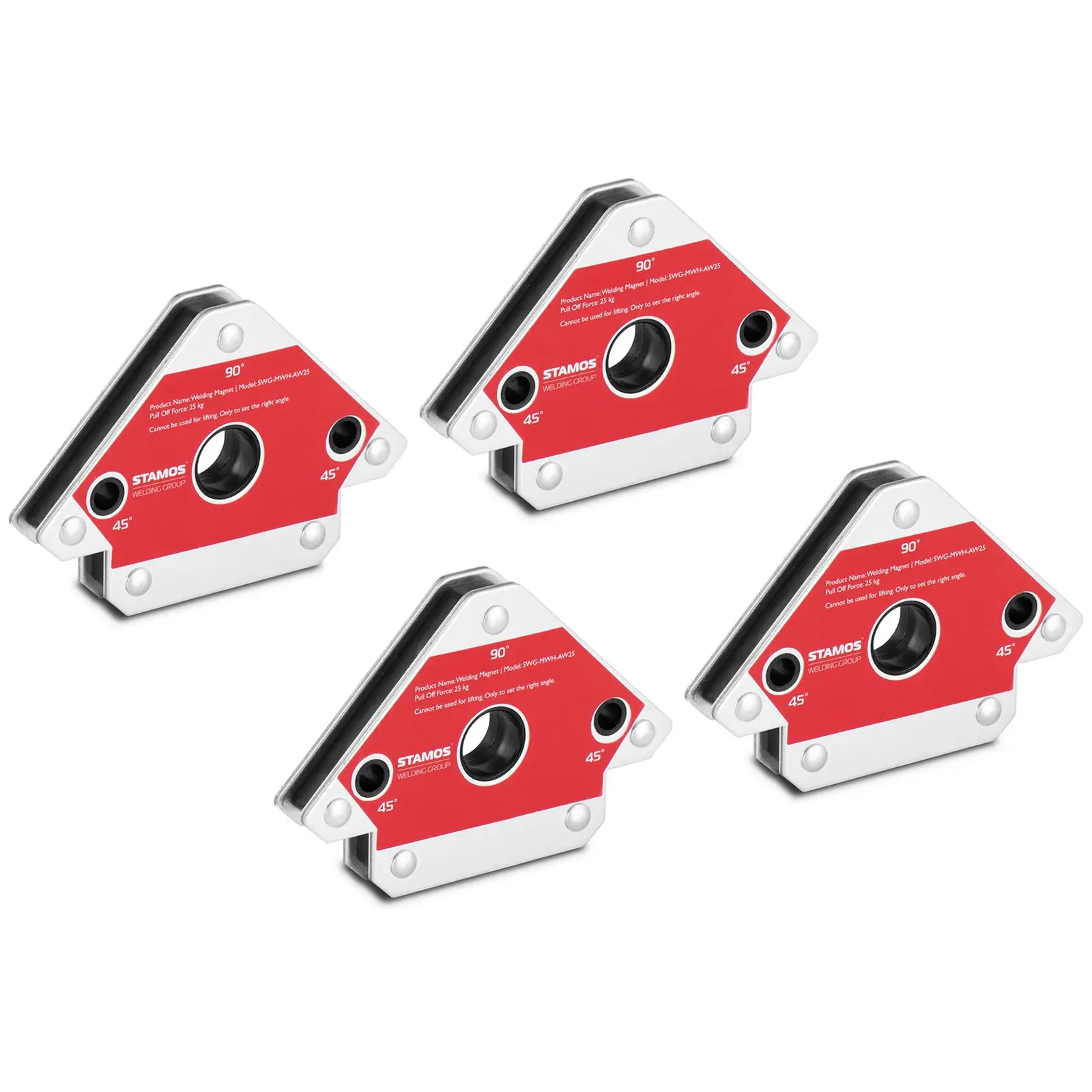 Welding Magnet - Set of 4 - 45/90/135° - 25 kg