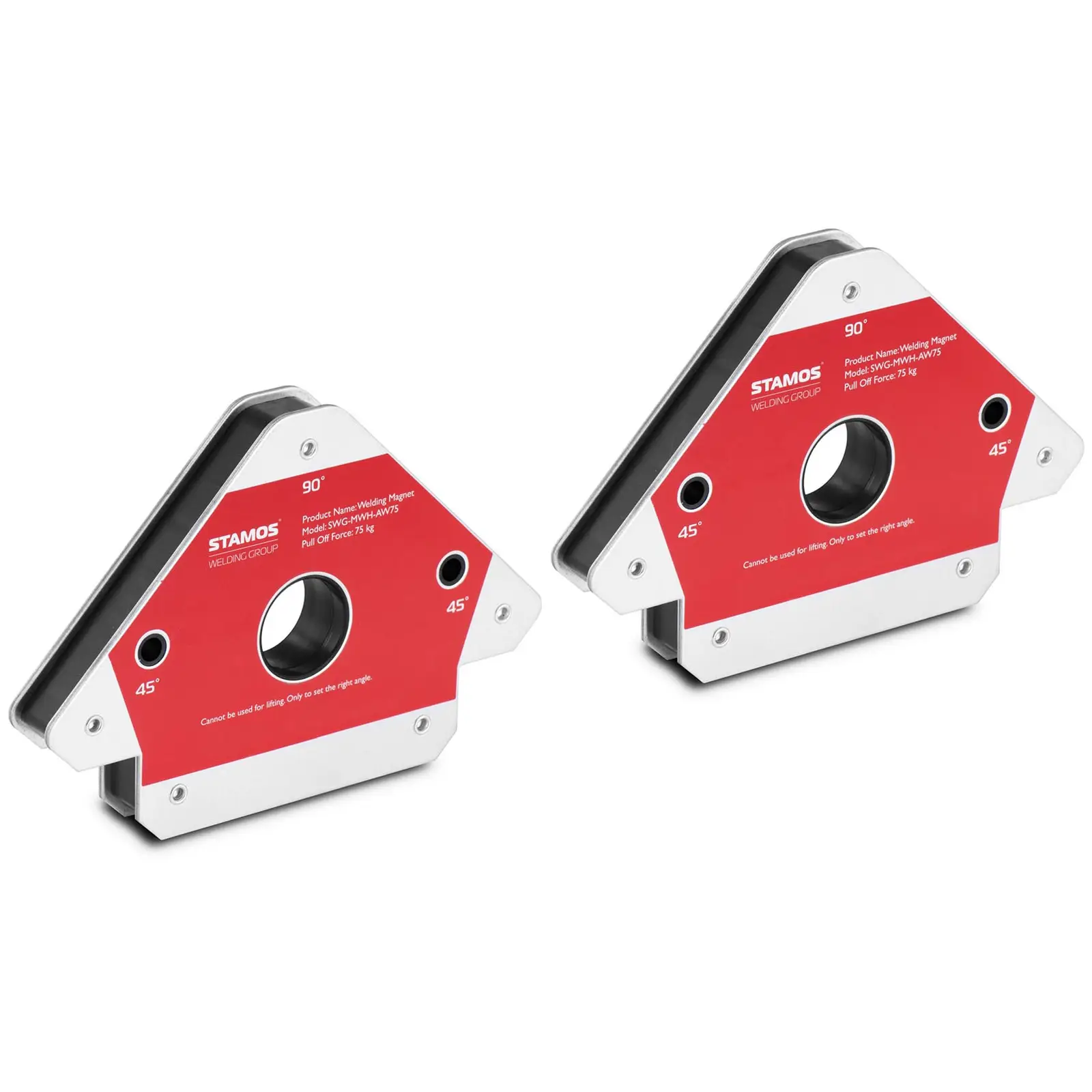 Welding Magnet - Set of 2 - 45/90/135° -  75 kg