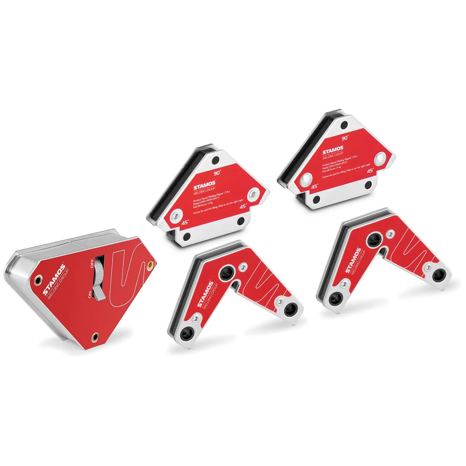 Welding Magnet - set of 5 - 45/60/90/135° - 13/17/55 kg