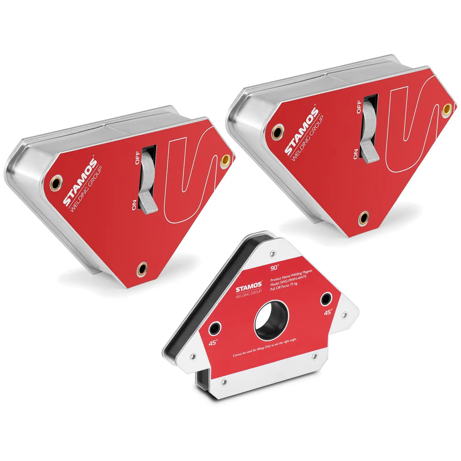 Welding Magnet - set of 3 - 45/90° - 55 kg