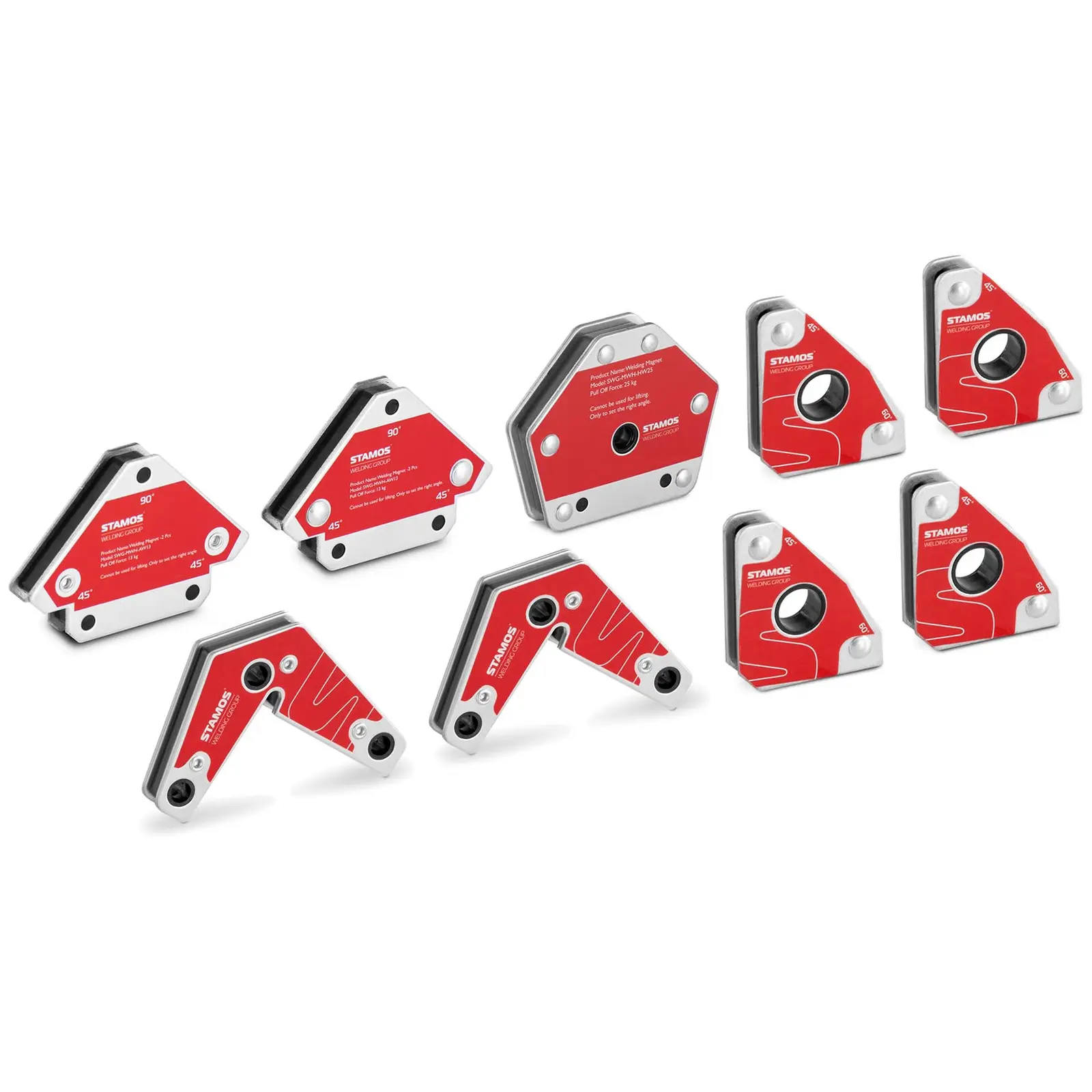 Welding Magnet - set of 9 - 30/45/60/75/90/105/135° - 13/15/17/25 kg